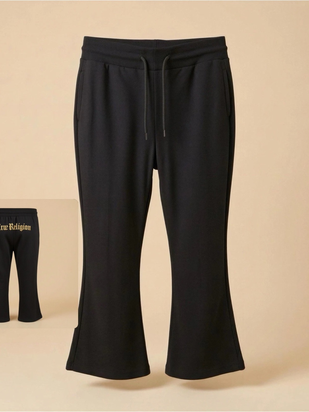True Religion Flare Gothic Sweetpants Jet Black Size M NWT